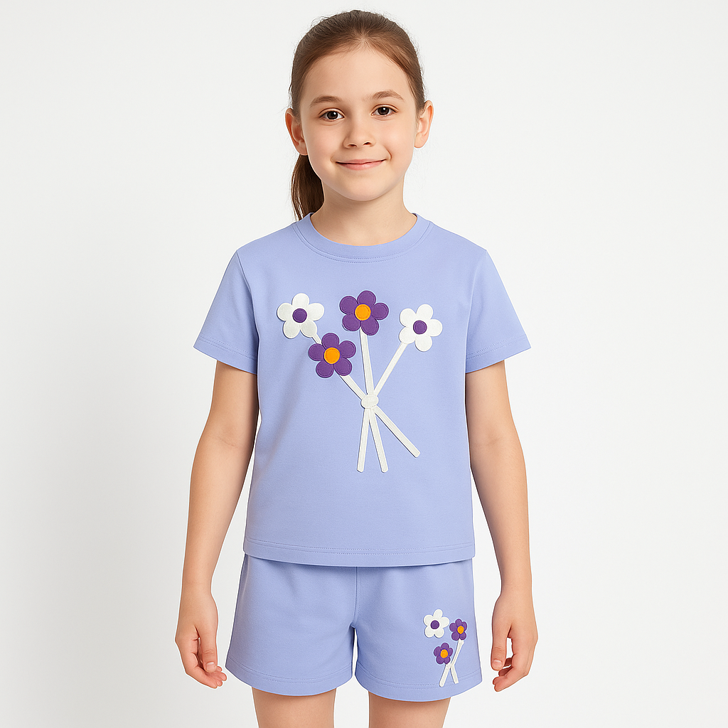 Cute Girls Two Pieces Suit Floral Set for Little Girls
