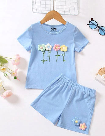 Cute Boys & Girls Two Pieces Suit Splash Berry Floral Set for Little Girls & Boys