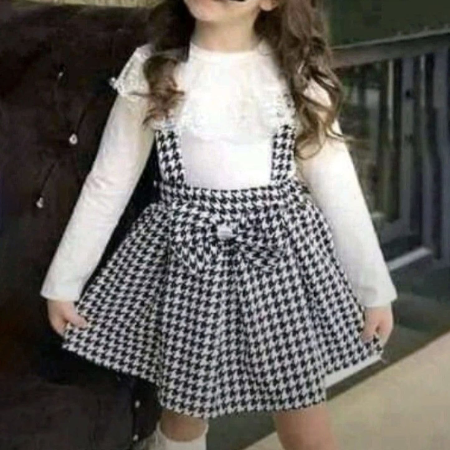 Girls Toddler skirt check design with top Dress Style