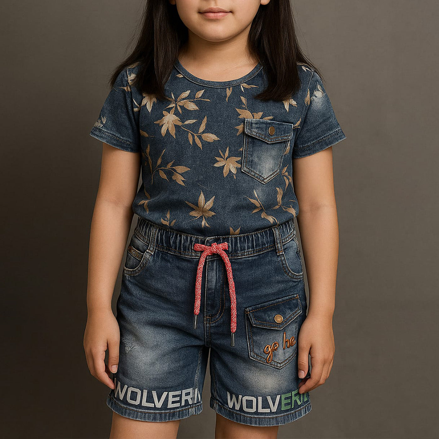 Cute 2 piece short only jeans Style Girls
