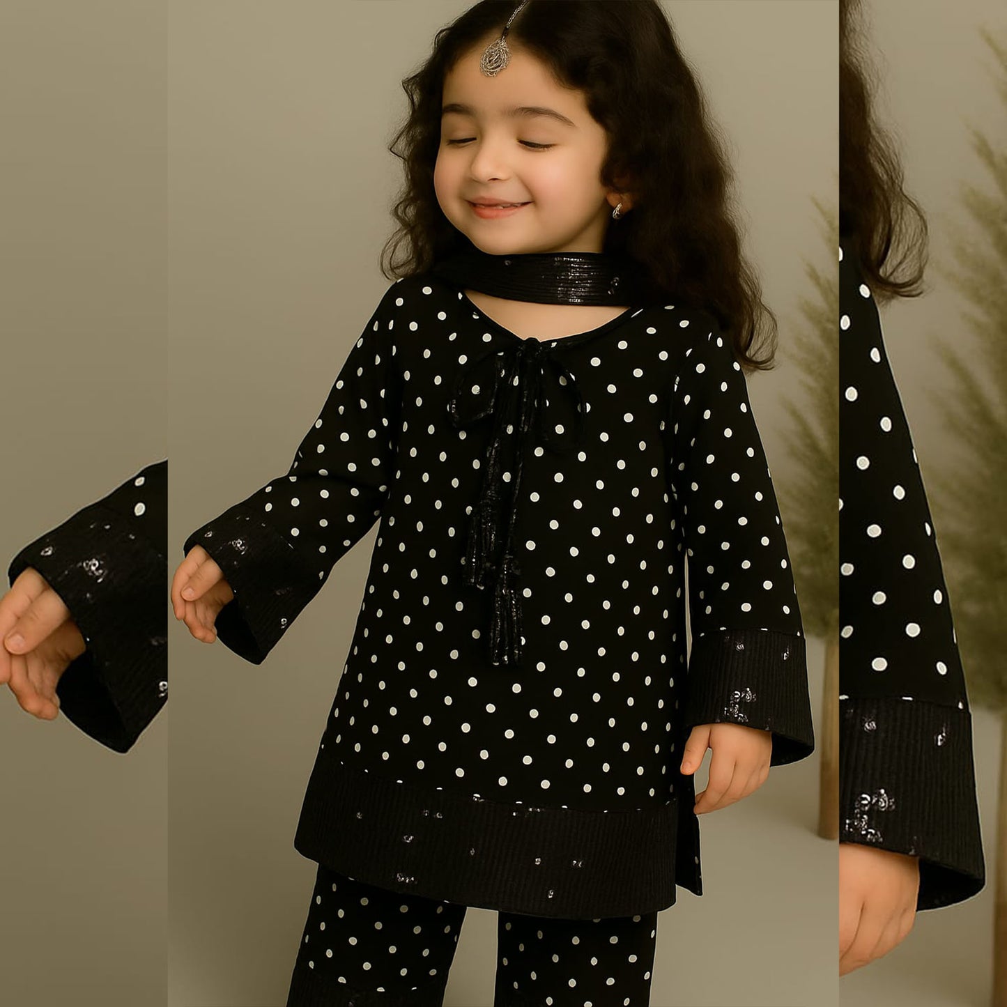 sale on hy WINTER SUIT velvet BLACK POLKA DOTS