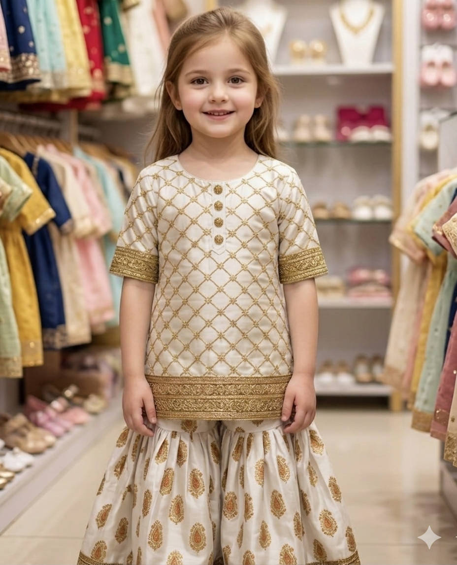 Top floral with shararah set girls