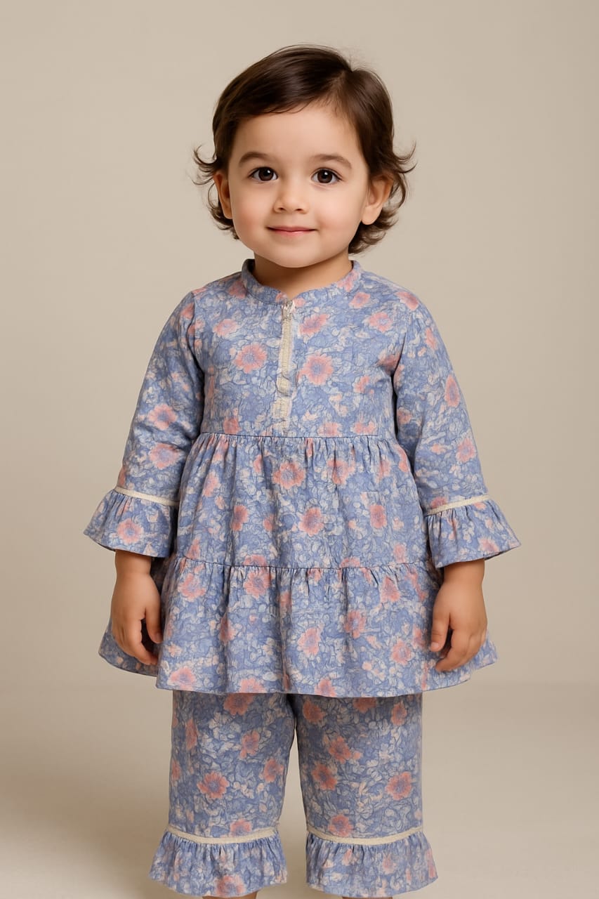 Cute Floral Style Girls Frock pajama cotton