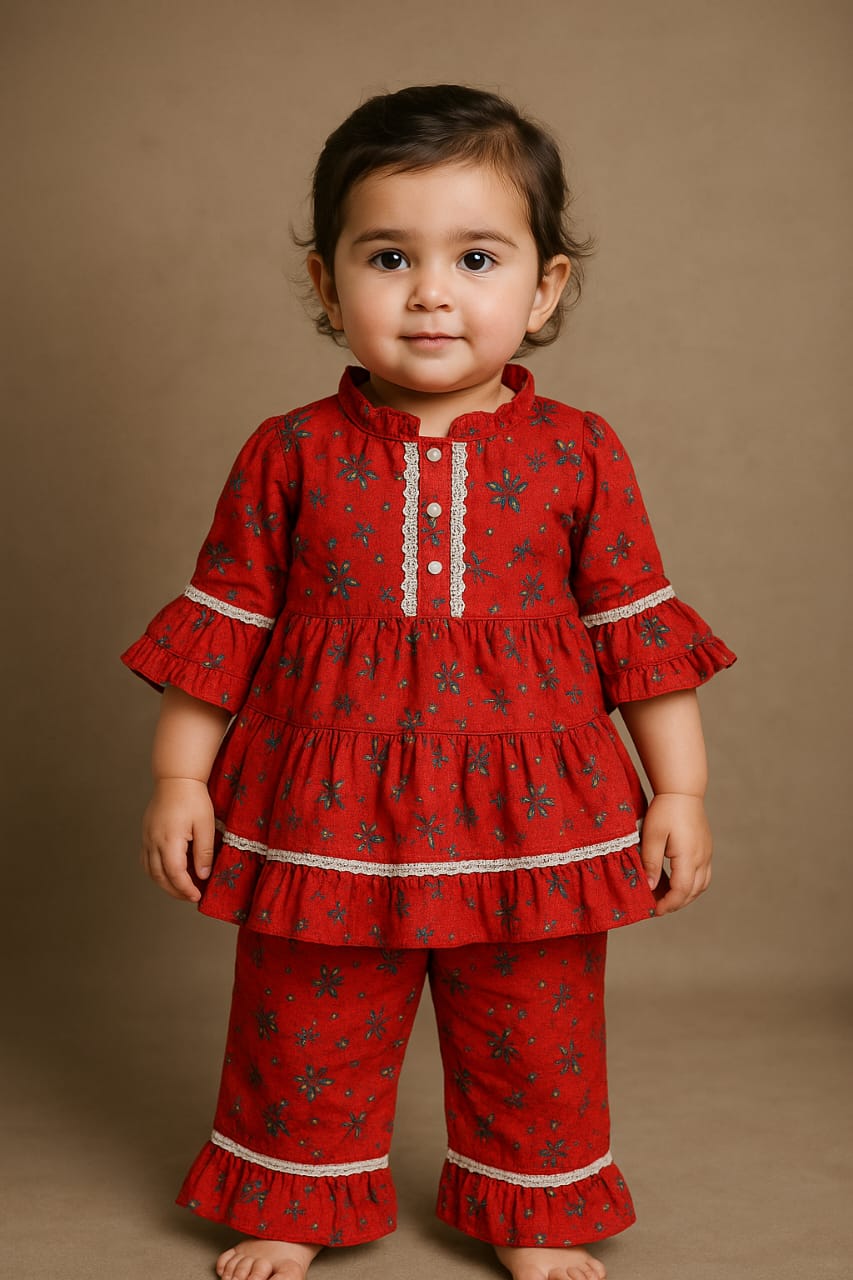 Cute Floral Style Girls Frock pajama cotton