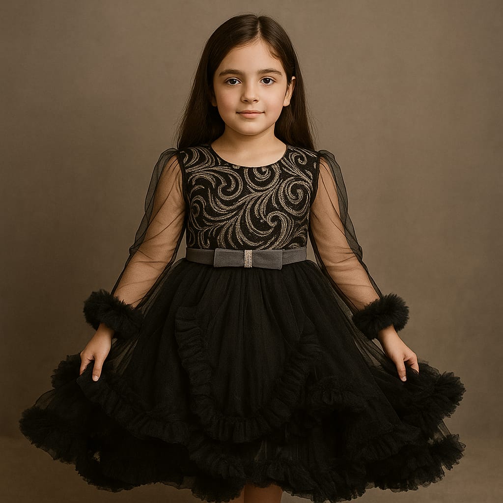 cute party wear dress in green for cute girls