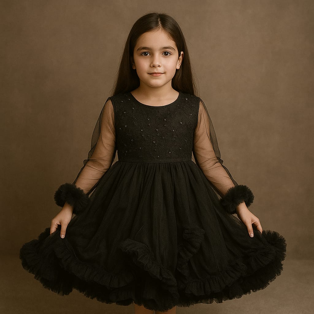 cute party wear dress in green for cute girls