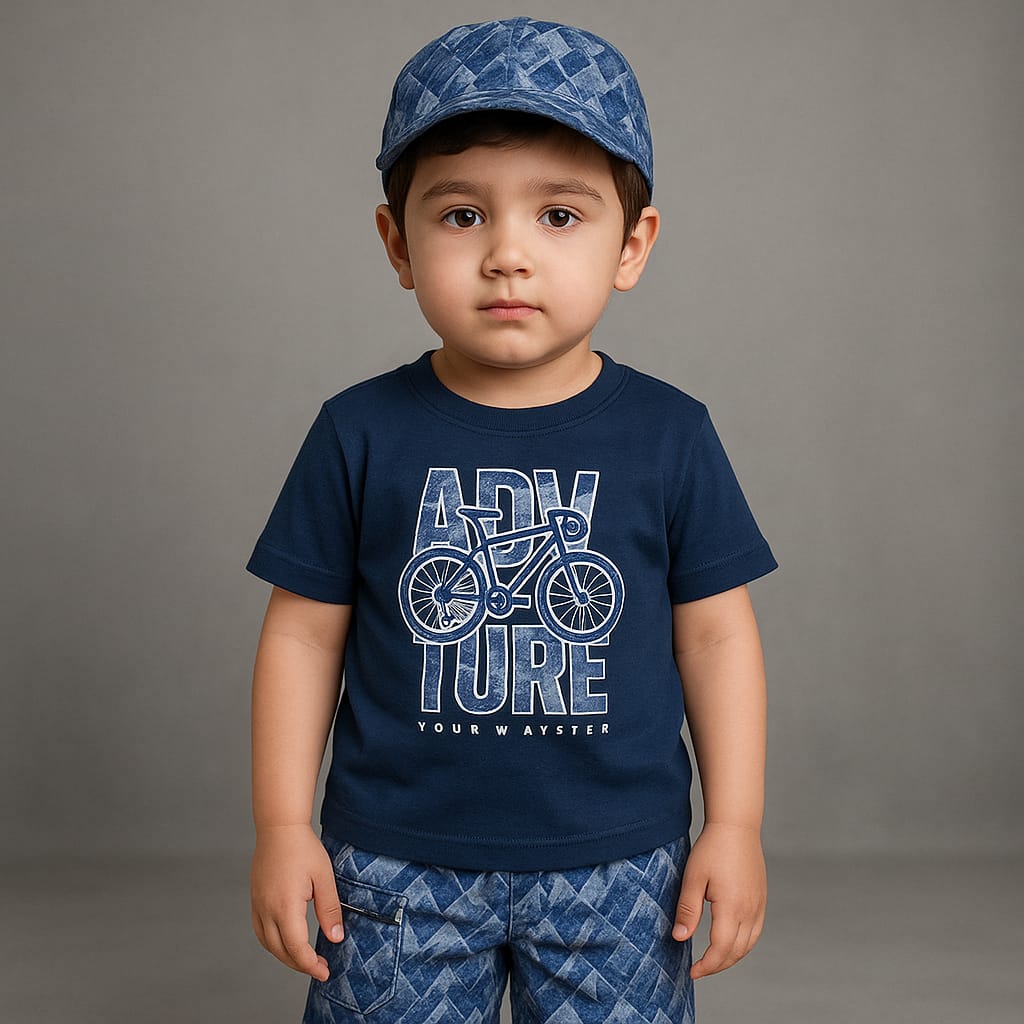 3 piece Boys Toddler Stylish cap short shirt cotton