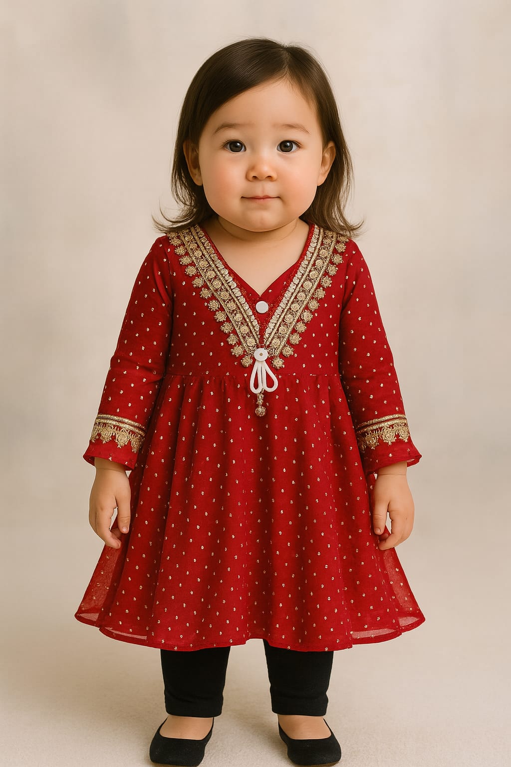 polka dots for your cute girl frock with pajama set