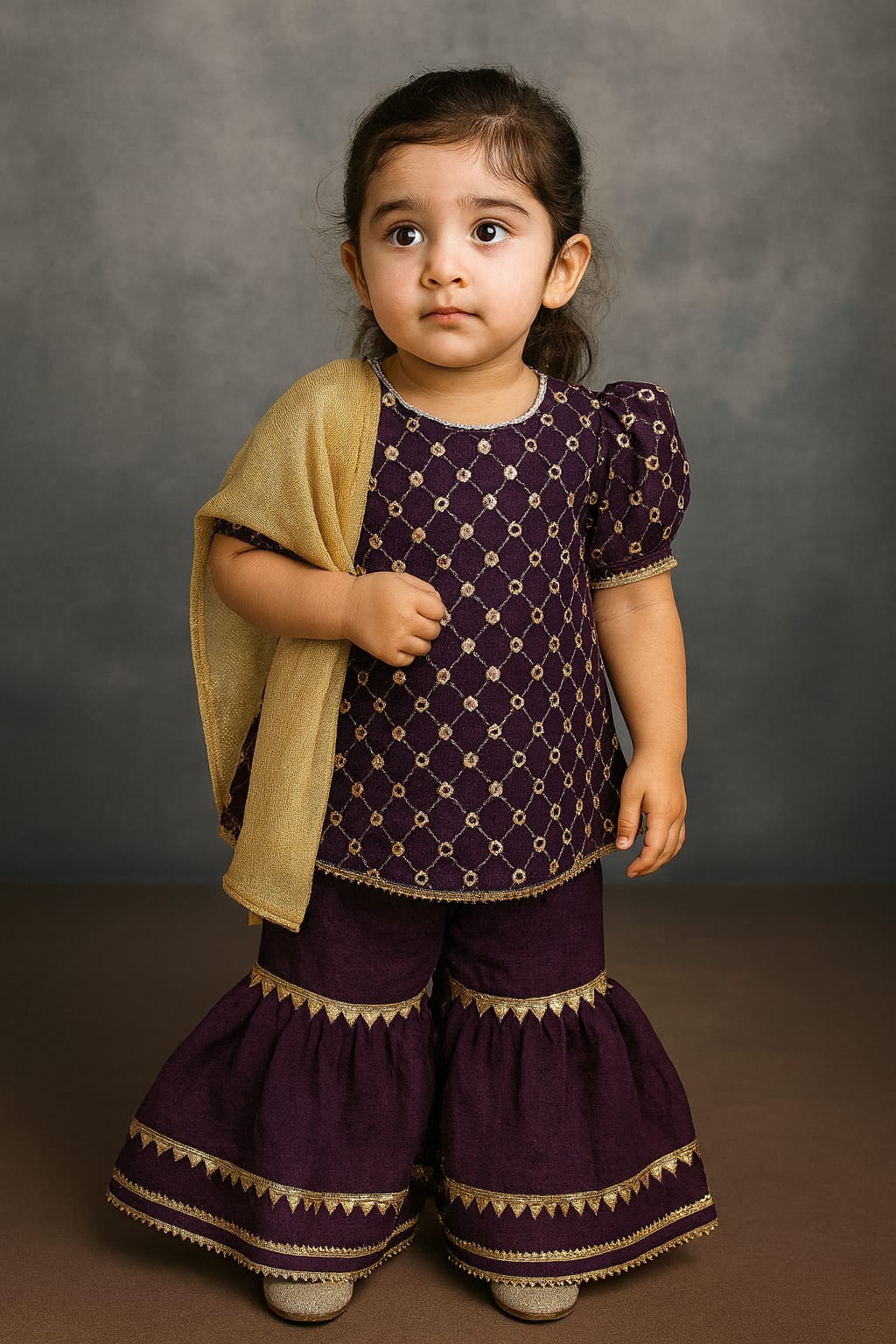 Top floral with shararah set girls