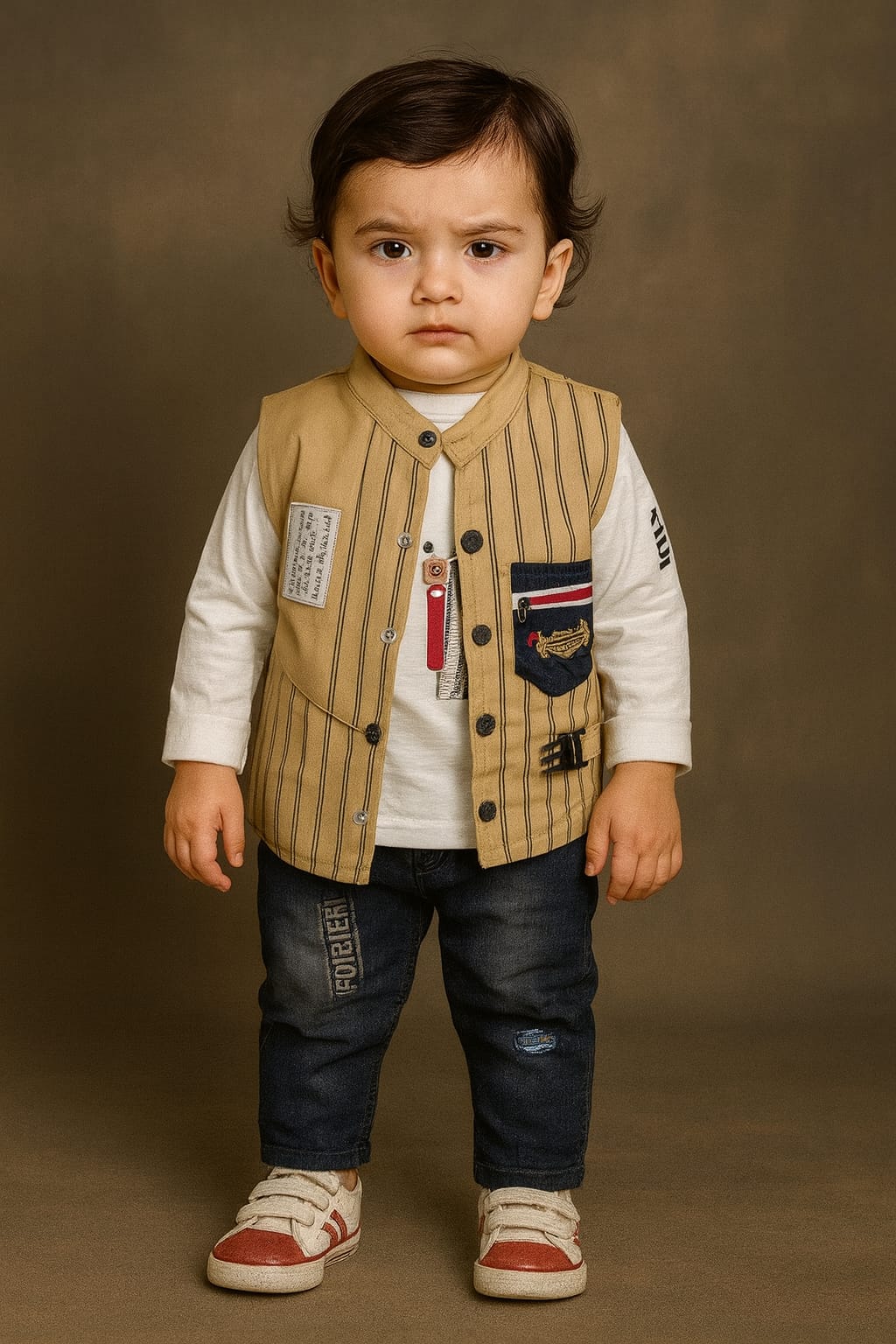 3 piece Boys shirt set with denim