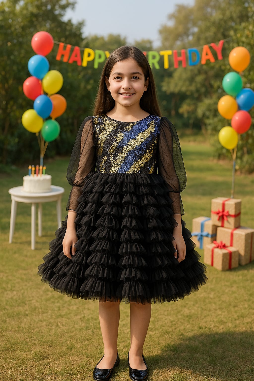 princess dress for pretty girls frock long wear tail with legging