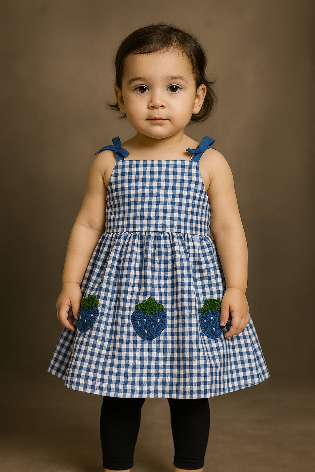1 piece check blue frock ed design