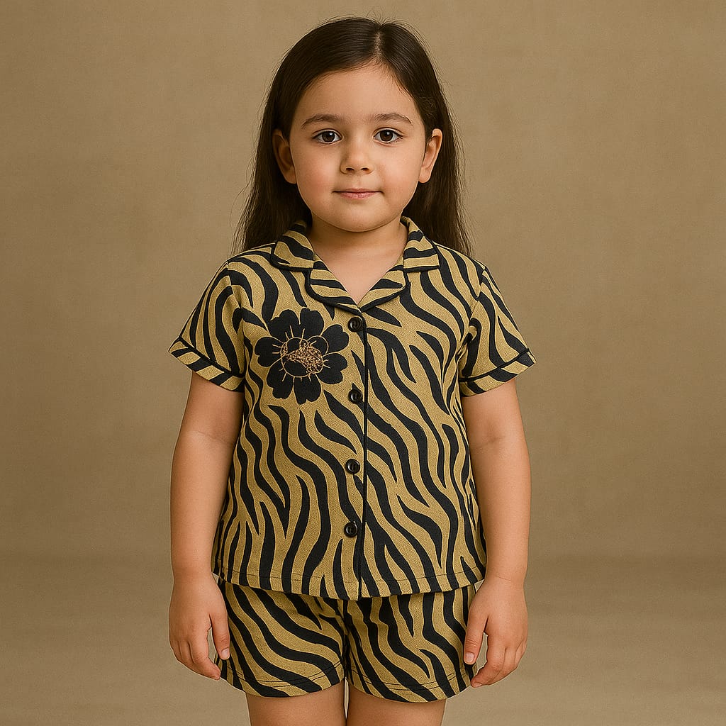 2 piece zig zag design night suit baby Short Sleeve