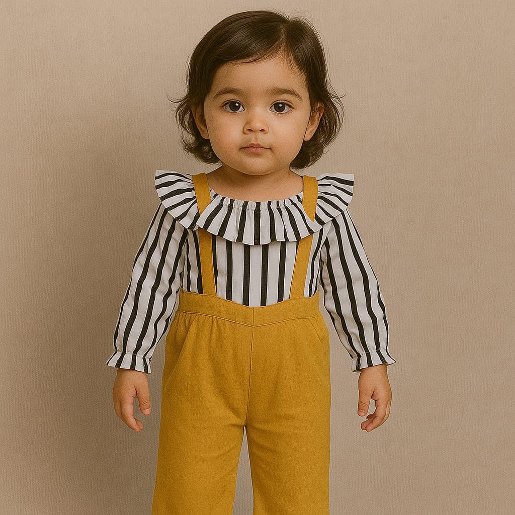 Summer girls jumpsuit long Sleeve set