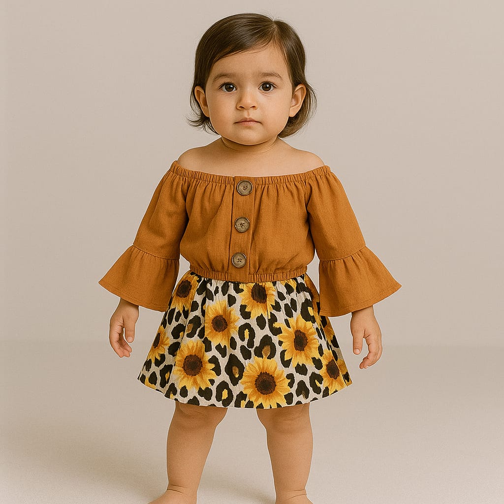 summer dress girls cool style sunflower design