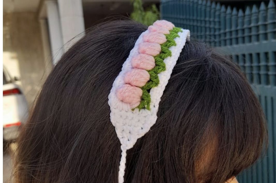 Girls hand made cute tulip flowers head band design