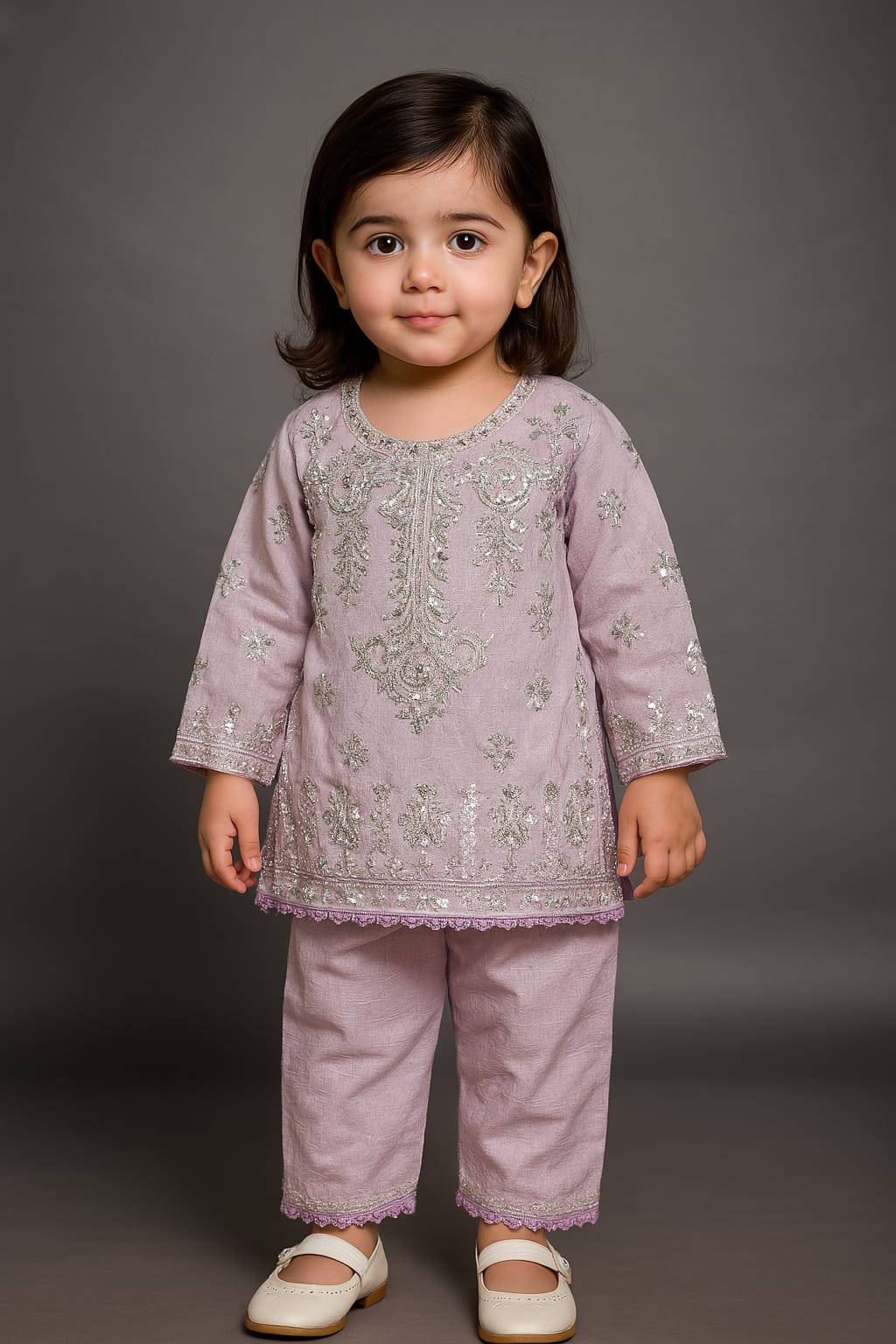 girls shalwar kameez with flowers design