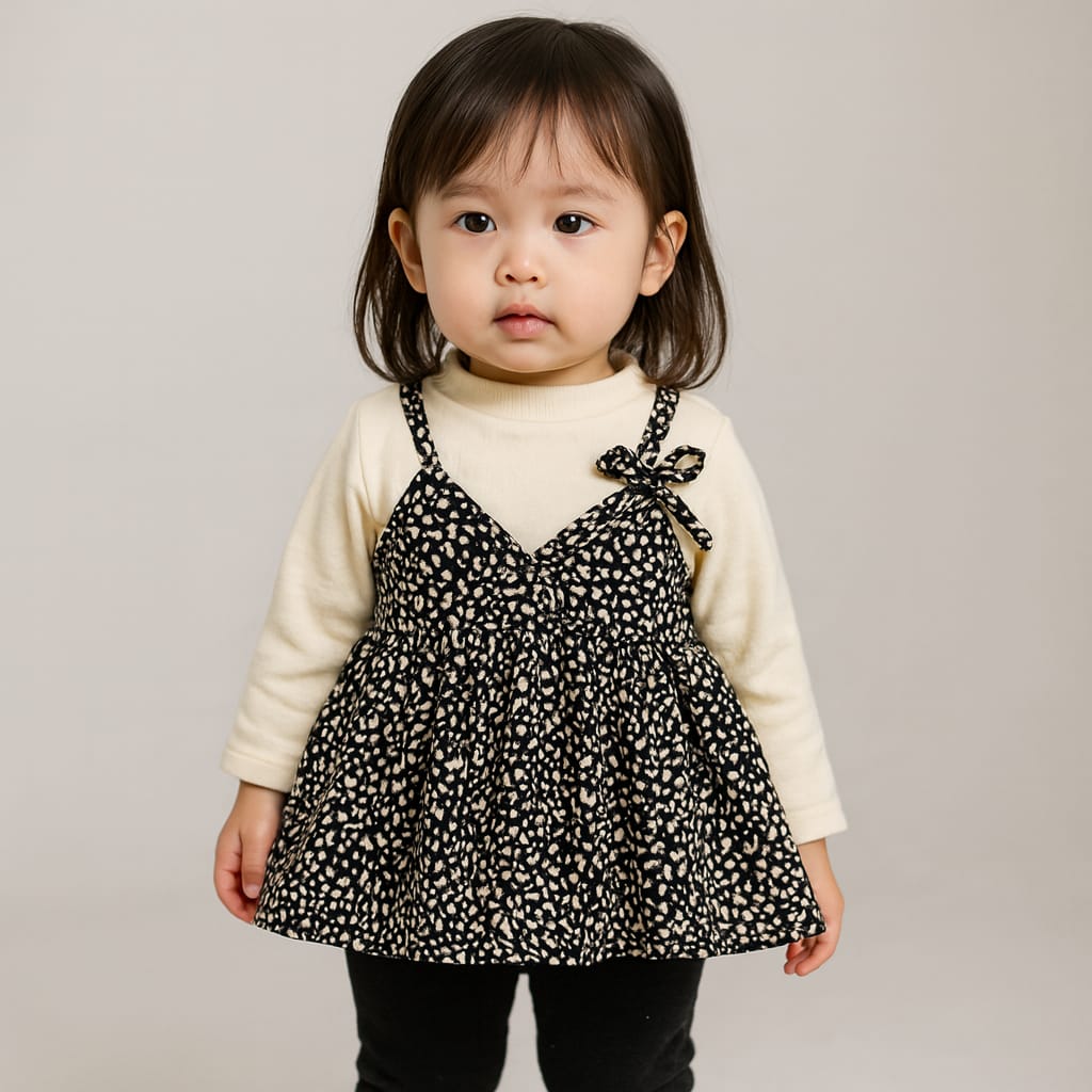 Cute 1 piece Floral Style Girls party wear winter