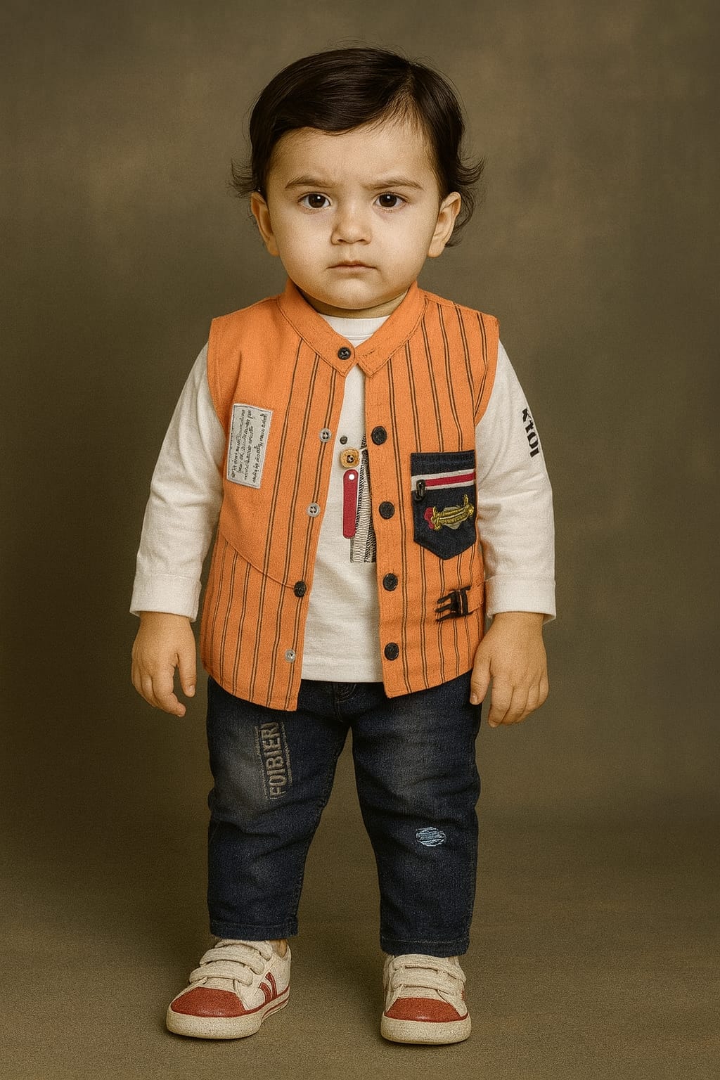 3 piece Boys shirt set with denim