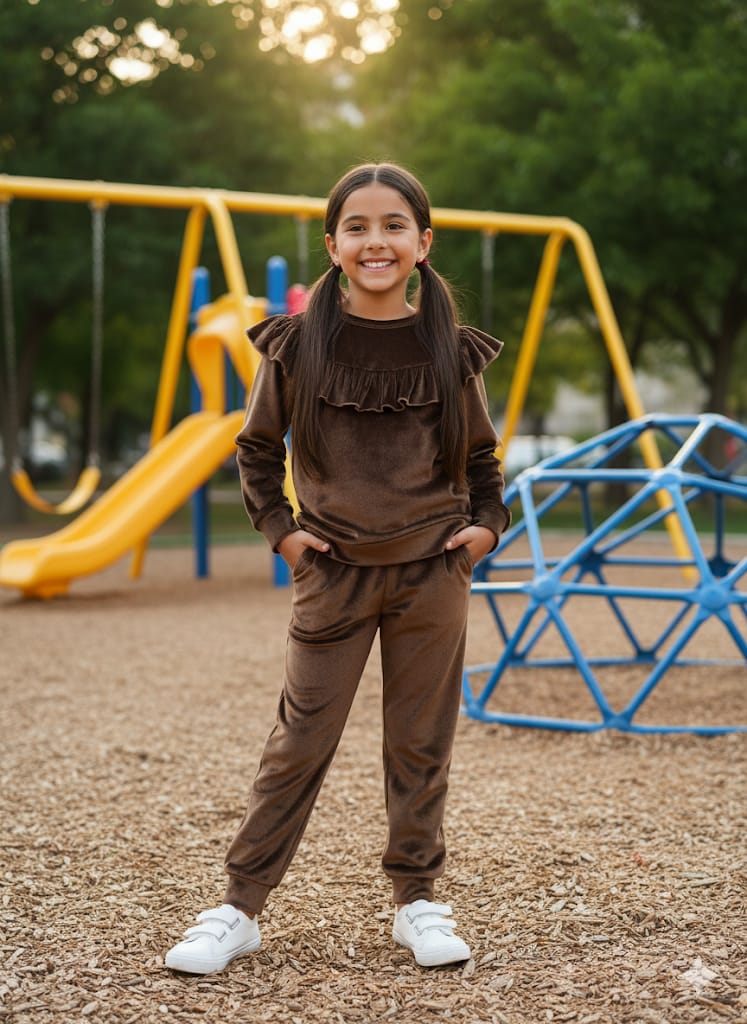 2 piece girls warm winter velvet dress