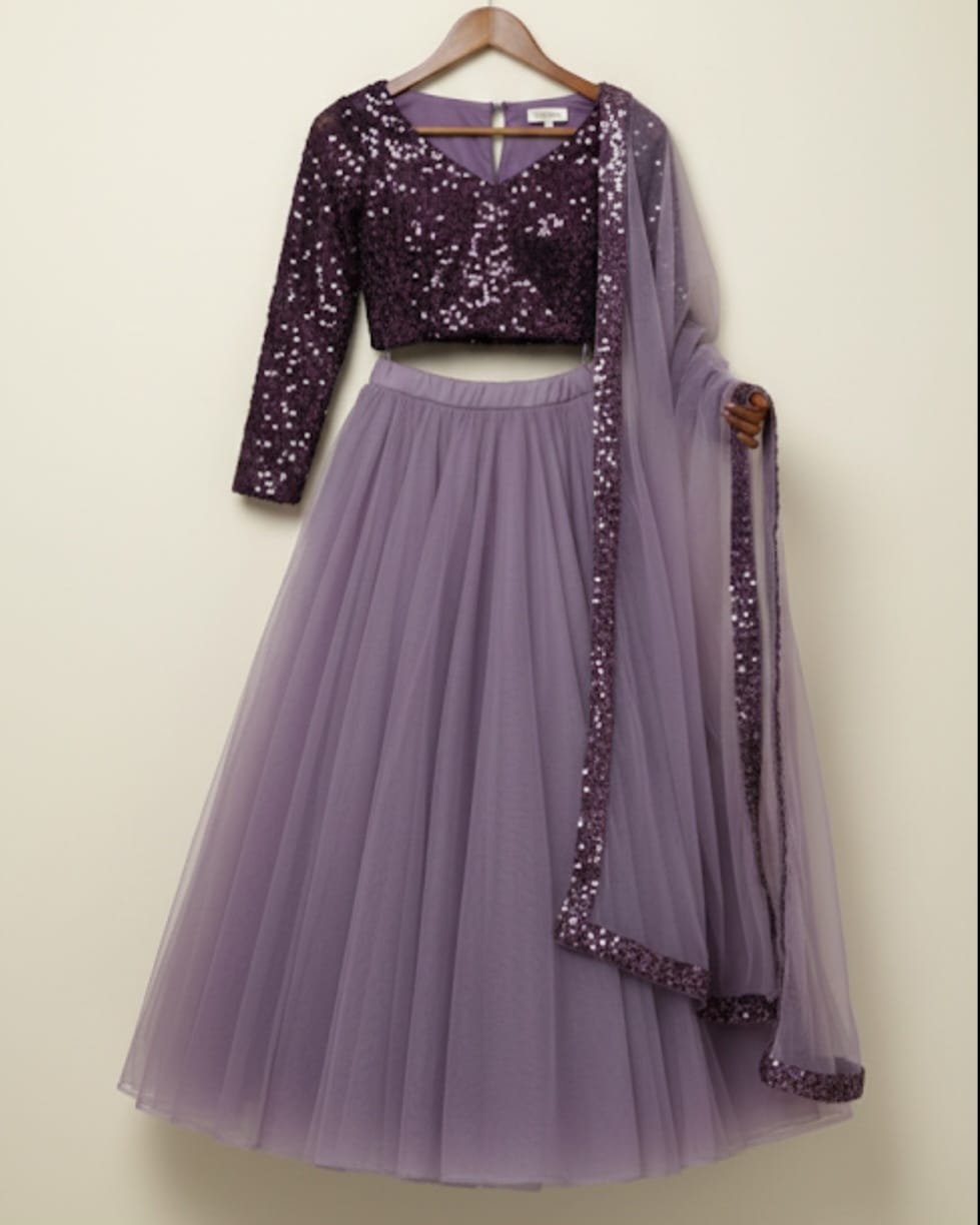 3 Piece Lehenga Set Purple