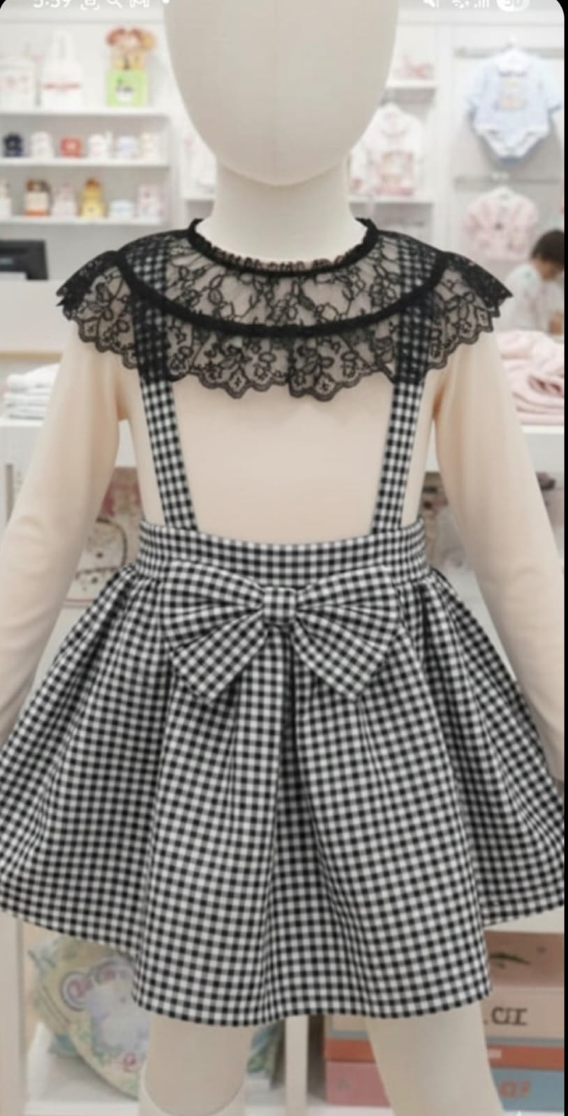 Girls Set mid seadon with black skirt check top shirt