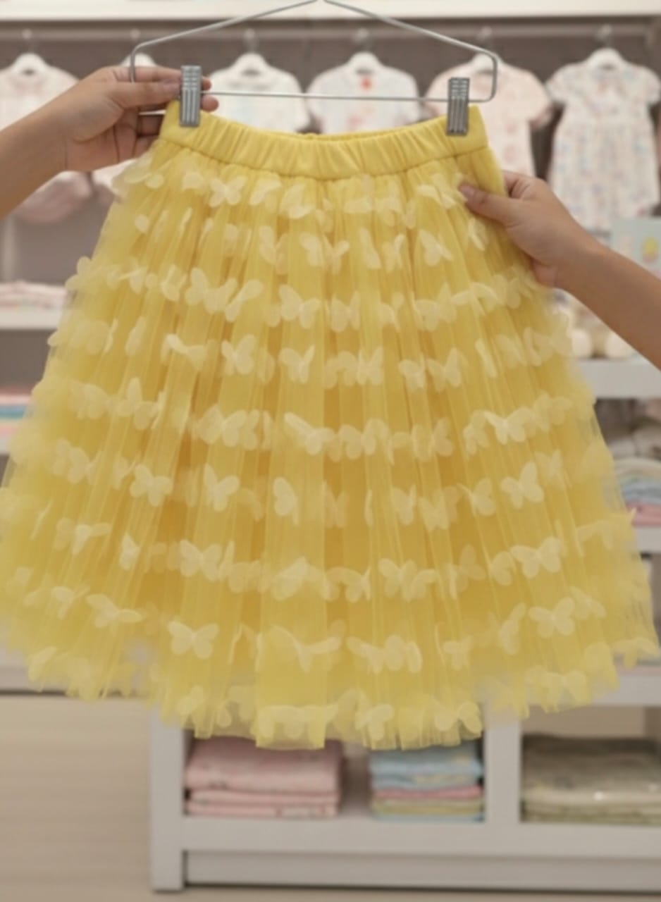 3D party wear butterfly lehenga top dupata set baby girls