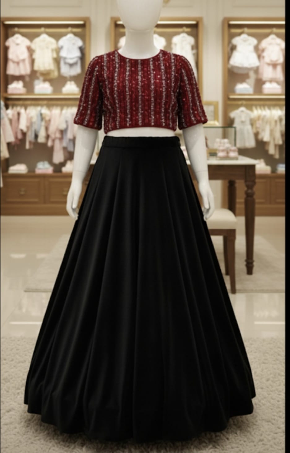 party wear lehenga net top sequence set baby girls