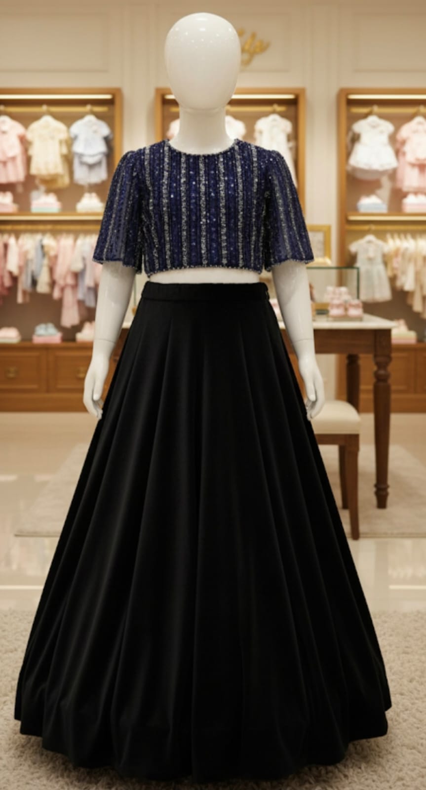 party wear lehenga net top sequence set baby girls