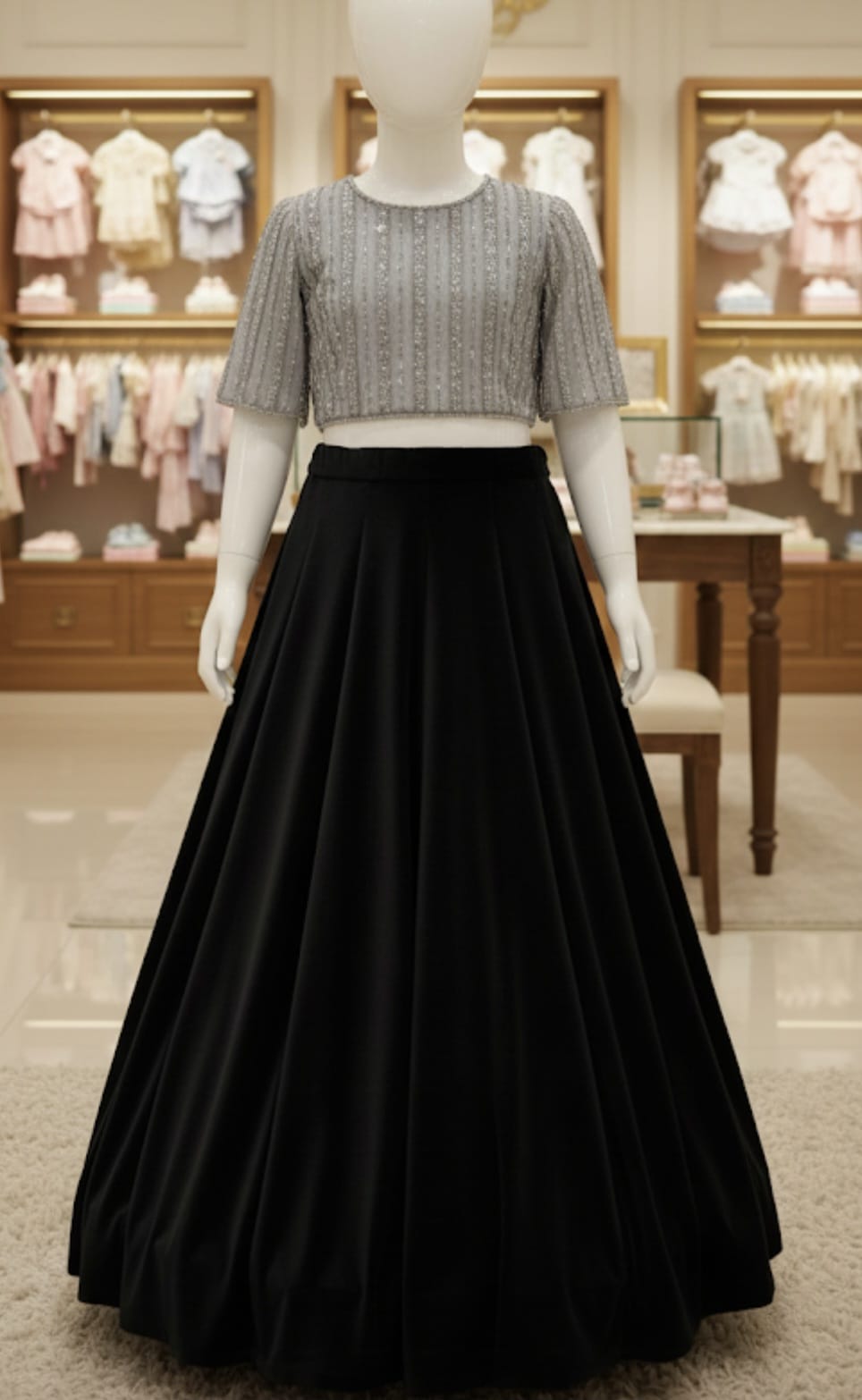 party wear lehenga net top sequence set baby girls