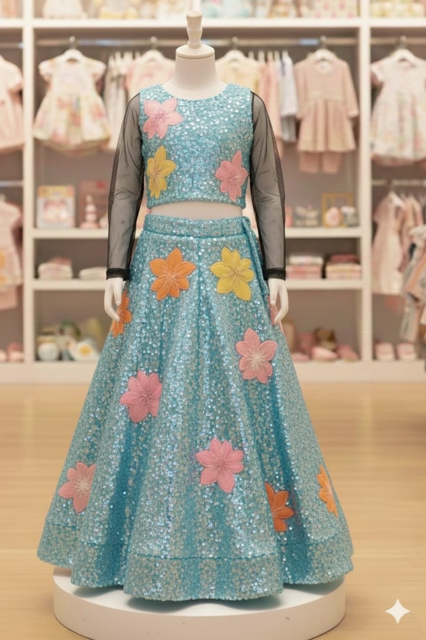 party wear lehenga top set baby girls