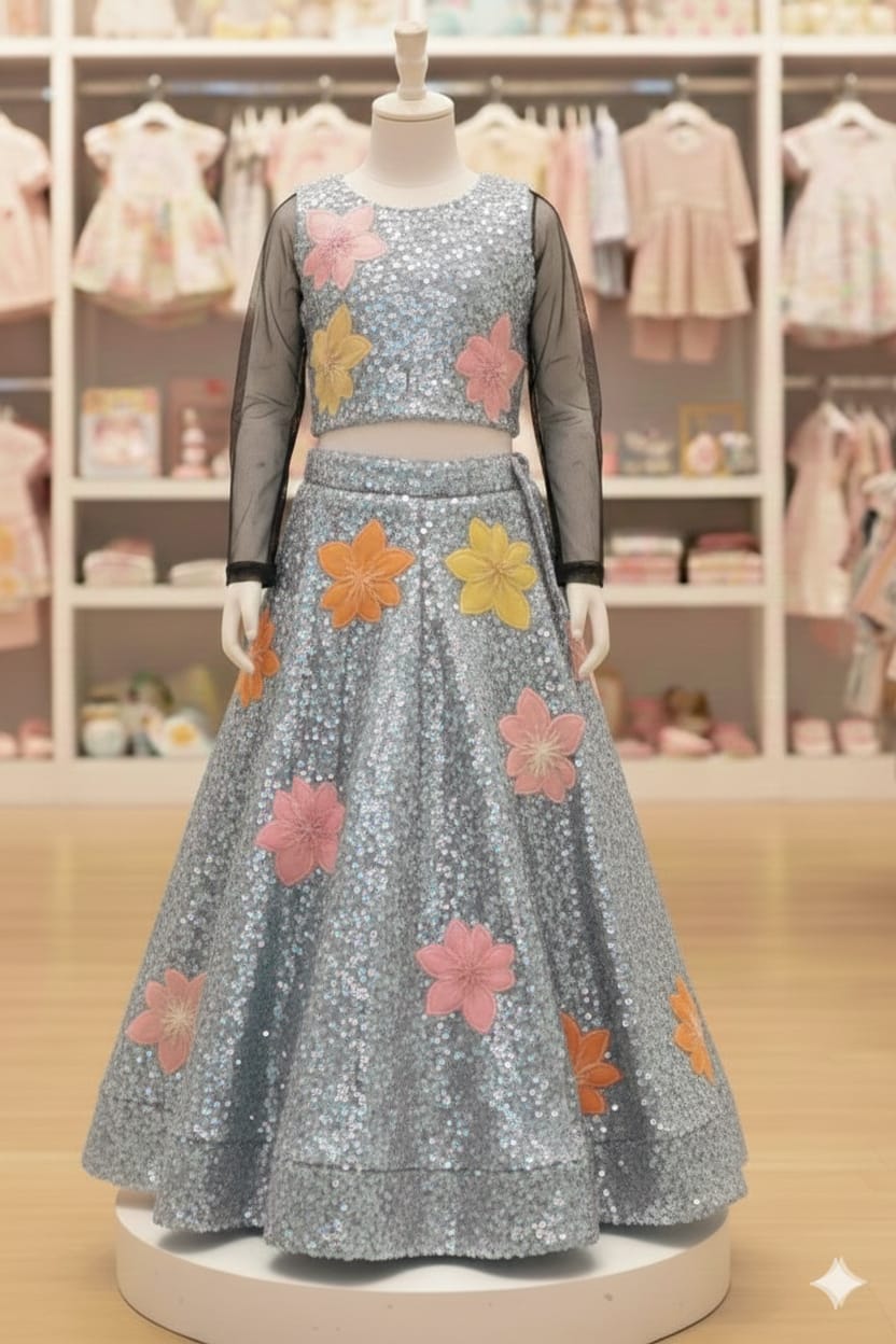 party wear lehenga top set baby girls