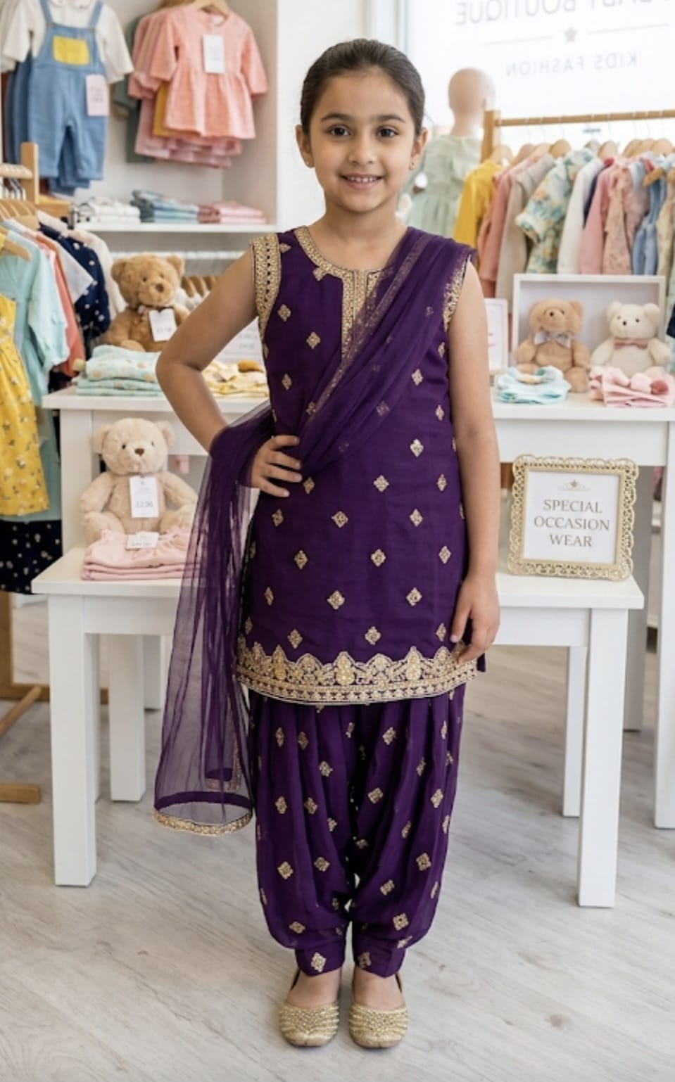 Top floral fershi shalwar kameez set girls