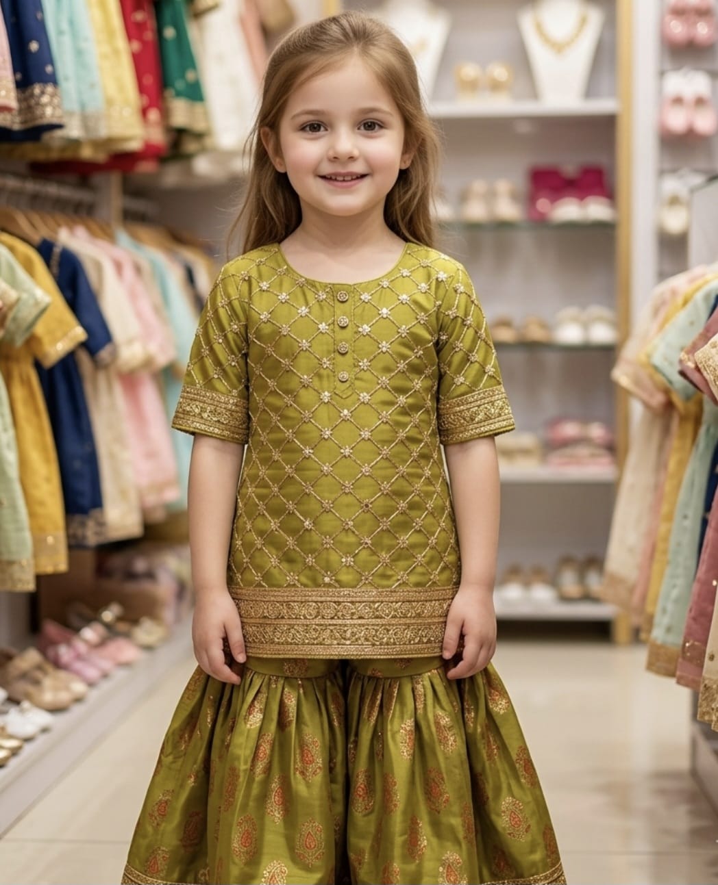 Top floral with shararah set girls