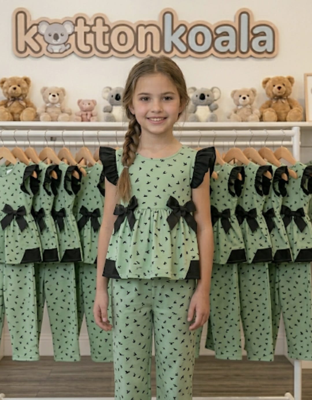 2 piece girls frock pajama cotton soft