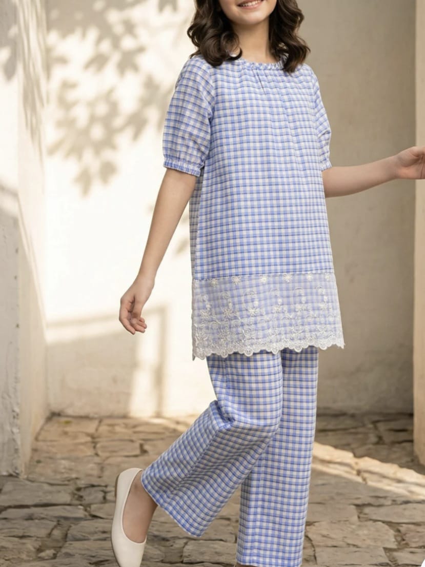 2 piece girls shirt pajama cotton soft