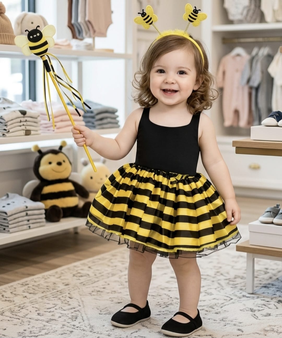 2 piece girls set Bee design with head band