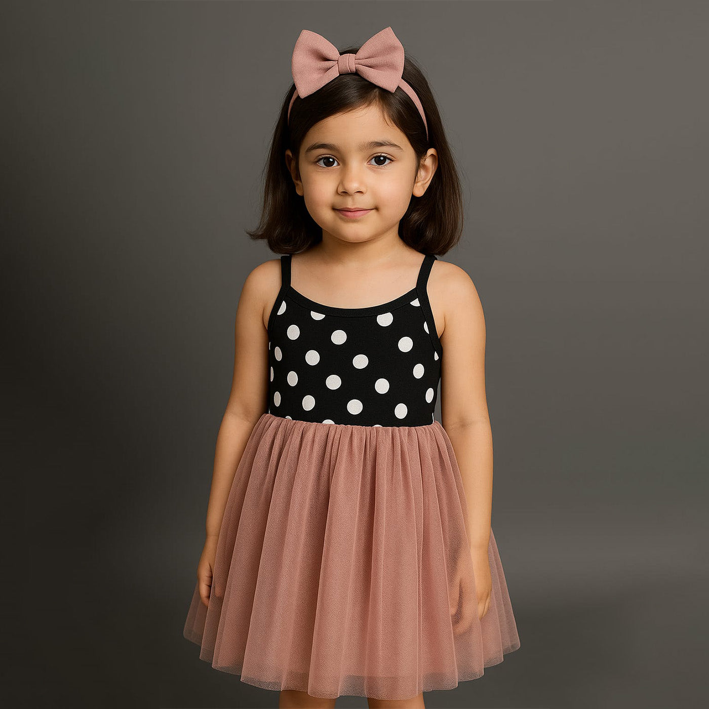 baby girl polka dots frock with top and head band