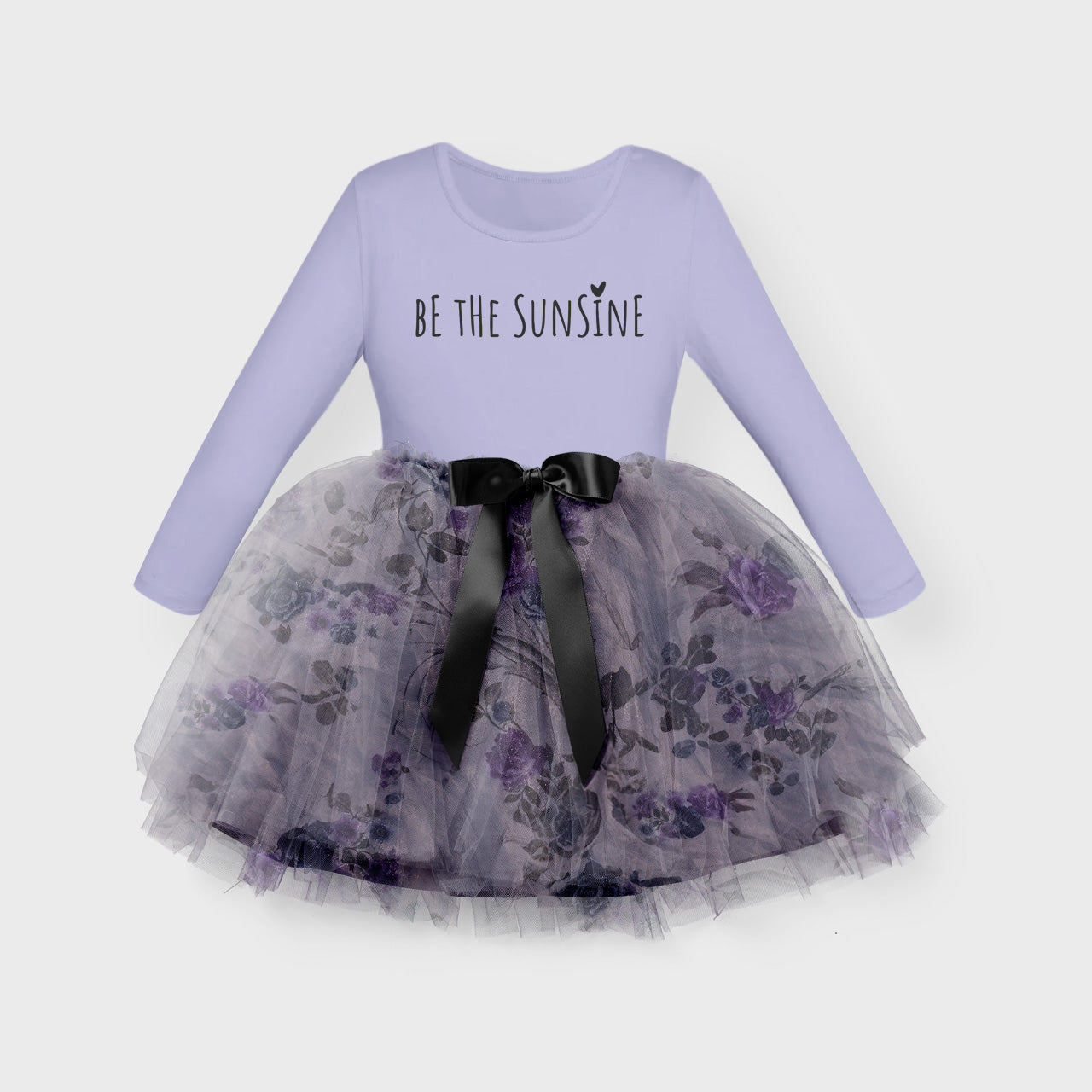 Girls Winter Fleece Puffed Frock In Elegant Design - Purple (Winter Stuff)