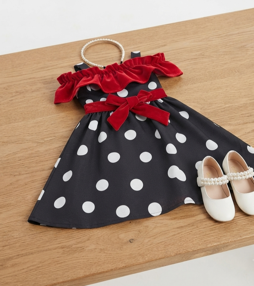 Polka dots frock lawn cotton