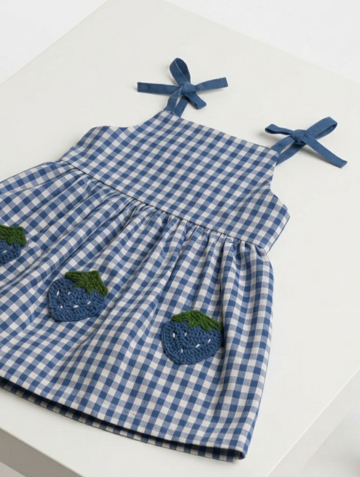 1 piece girls check frock cotton soft summer
