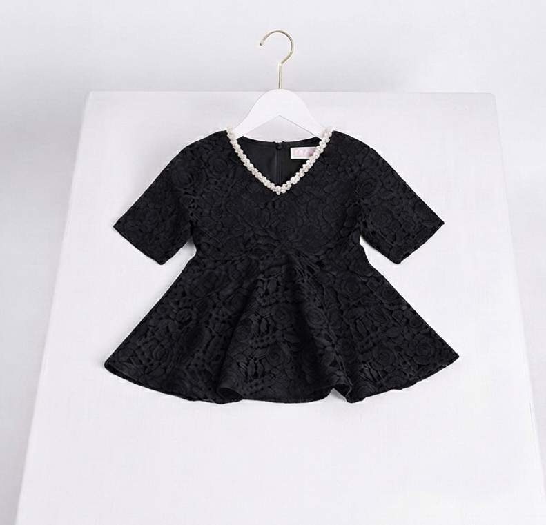 Printed net top frock short length