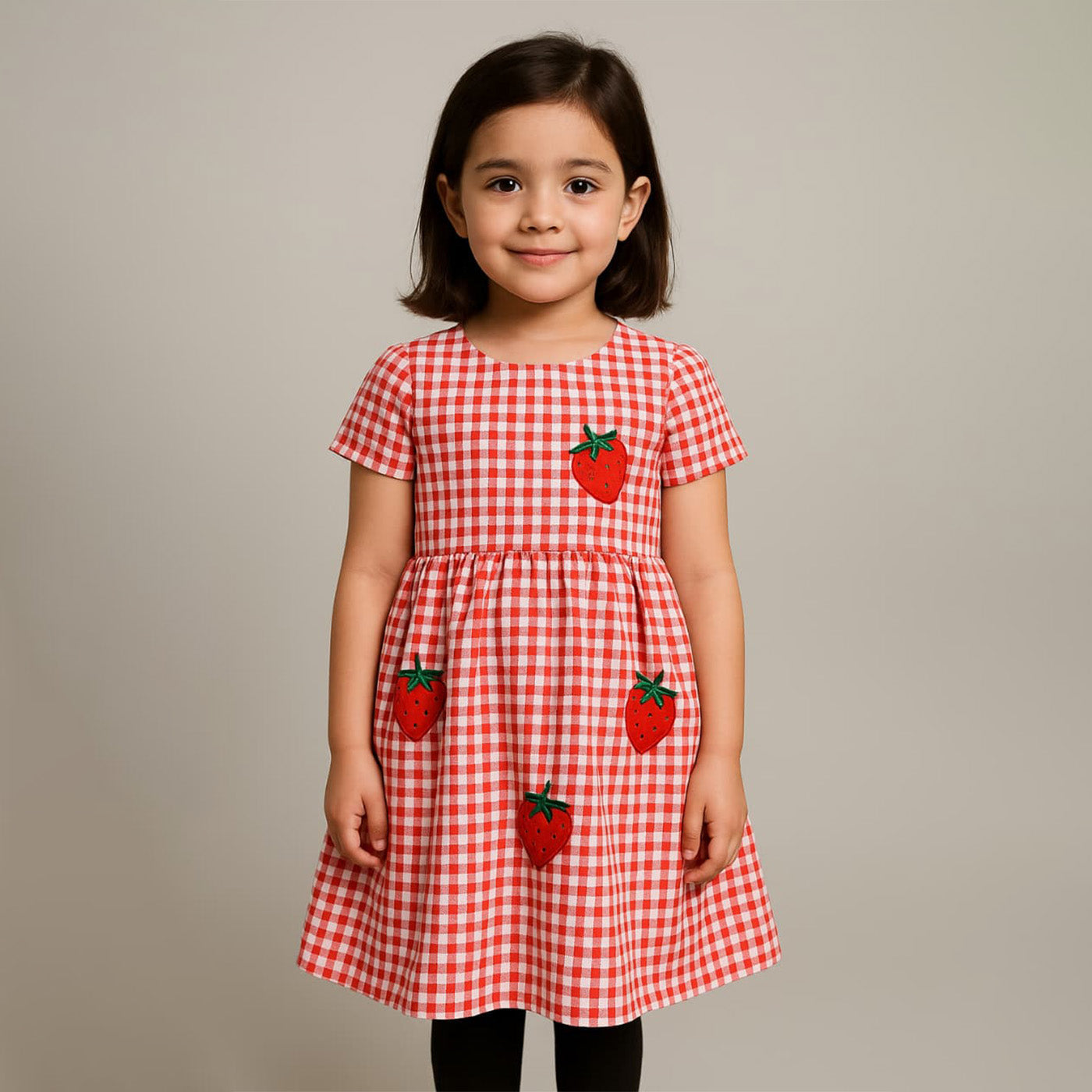 1 piece girls check frock cotton soft summer