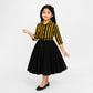 Girls hand made cute lines top with black skirt