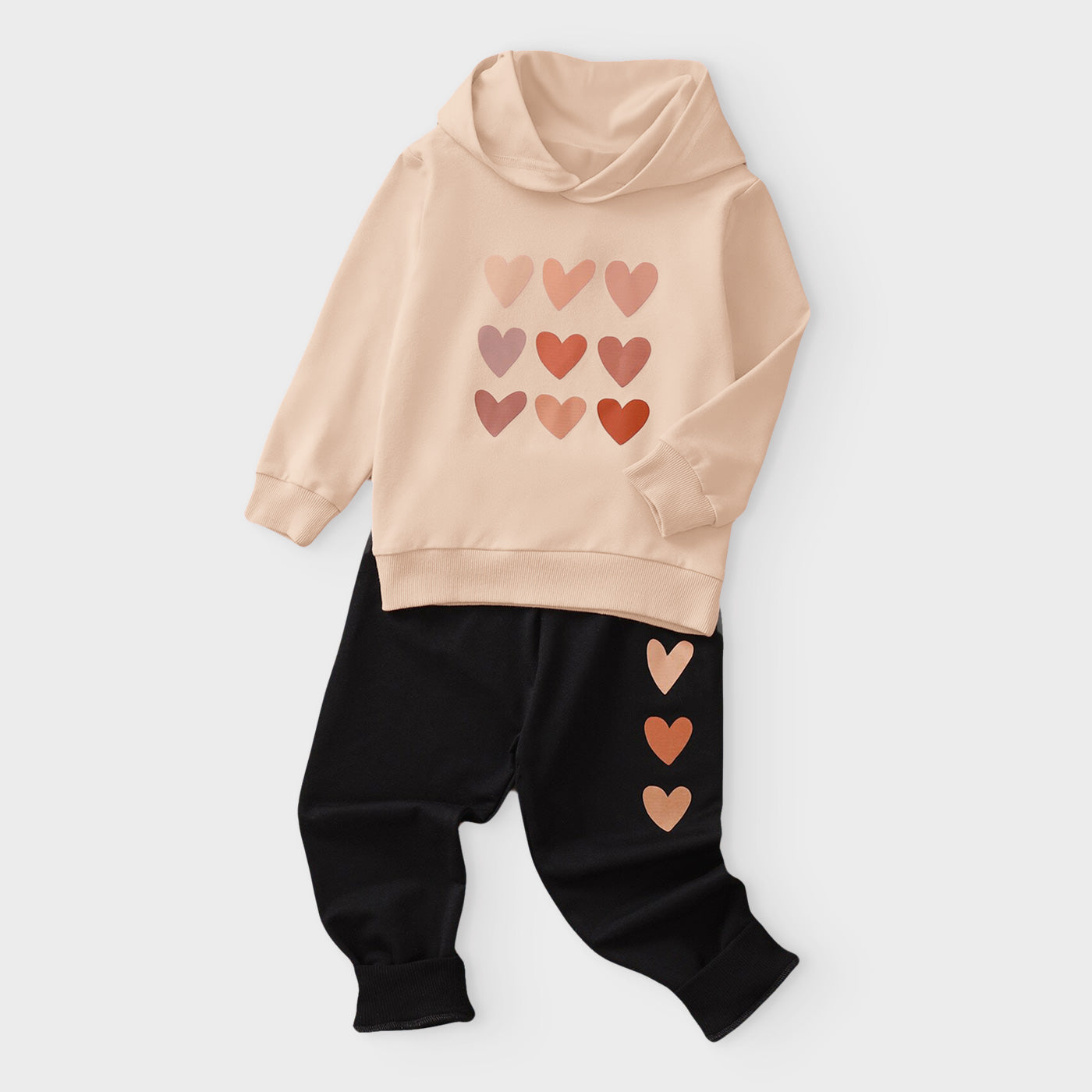 Girls Heart Print Hoodie & Joggers