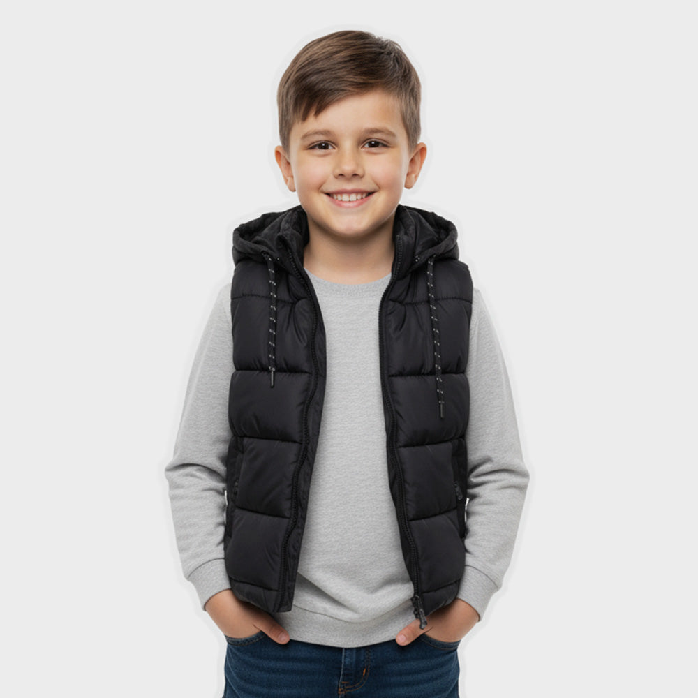 winter puff sleeveless jacket  for girls/boys with pajama t shirt full sleeve pack of three