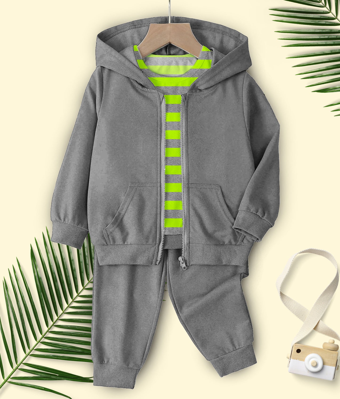 3-Piece Baby boy Toddlers Hooded Tracksuit Full T-shirt set