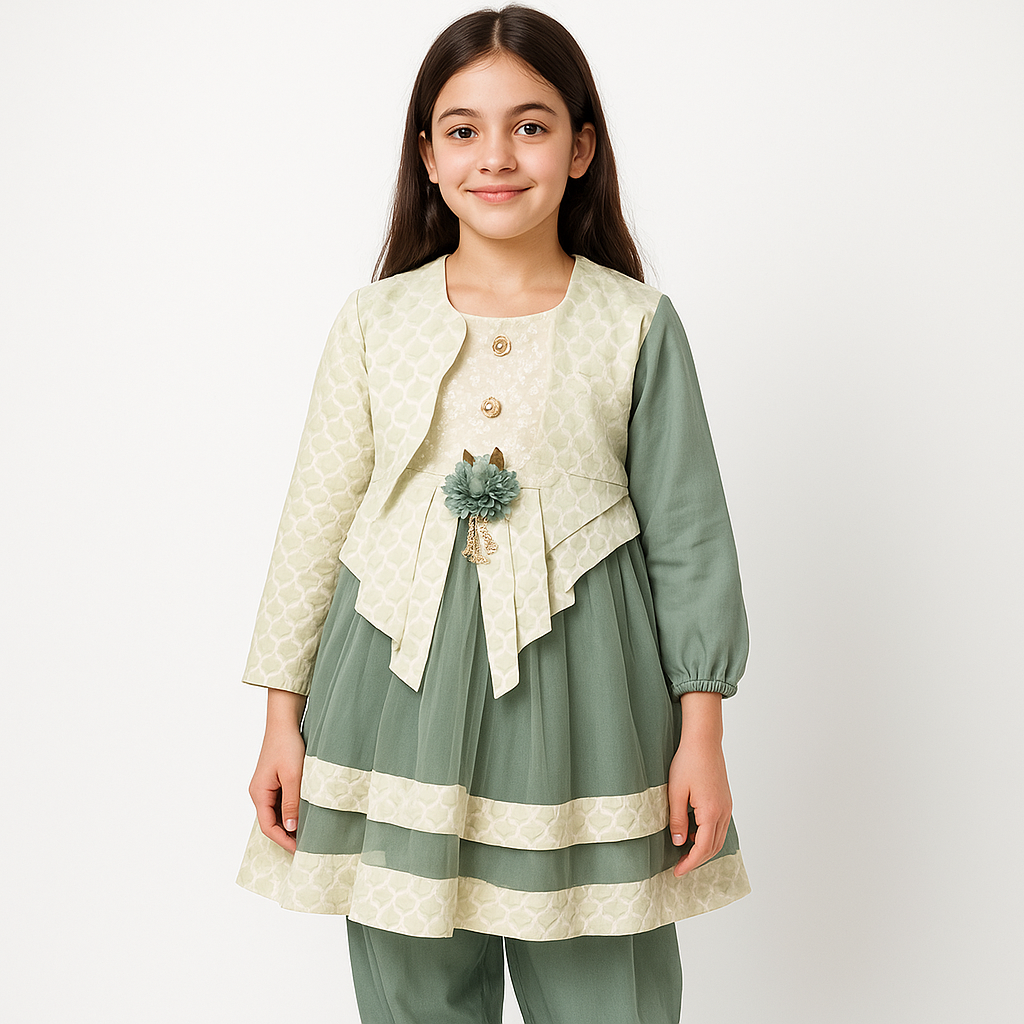 Girl & Toddler Fancy Mid Season [Summer] Frock with Trouser set
