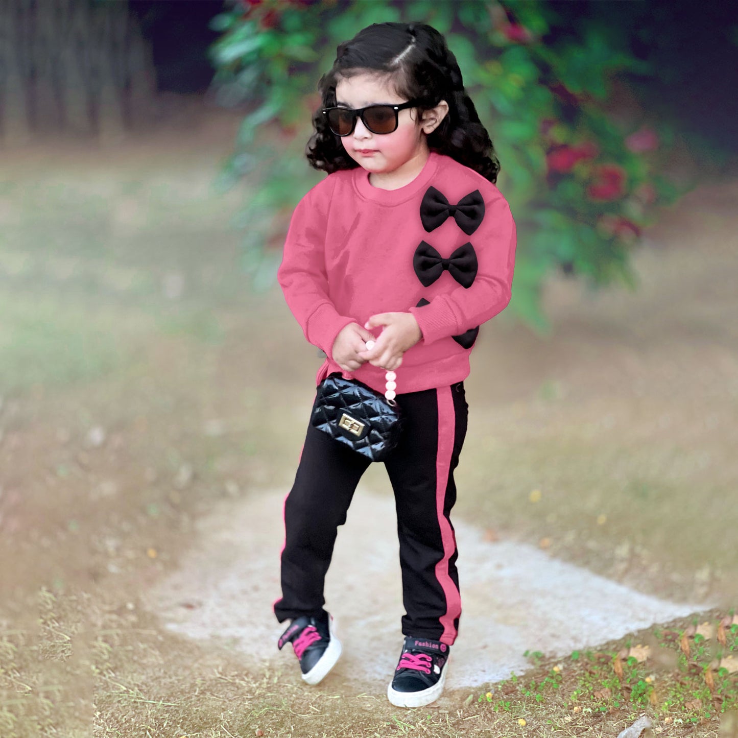 Girl 2pcs Sweatshirt & Elastic Waist Pants Set