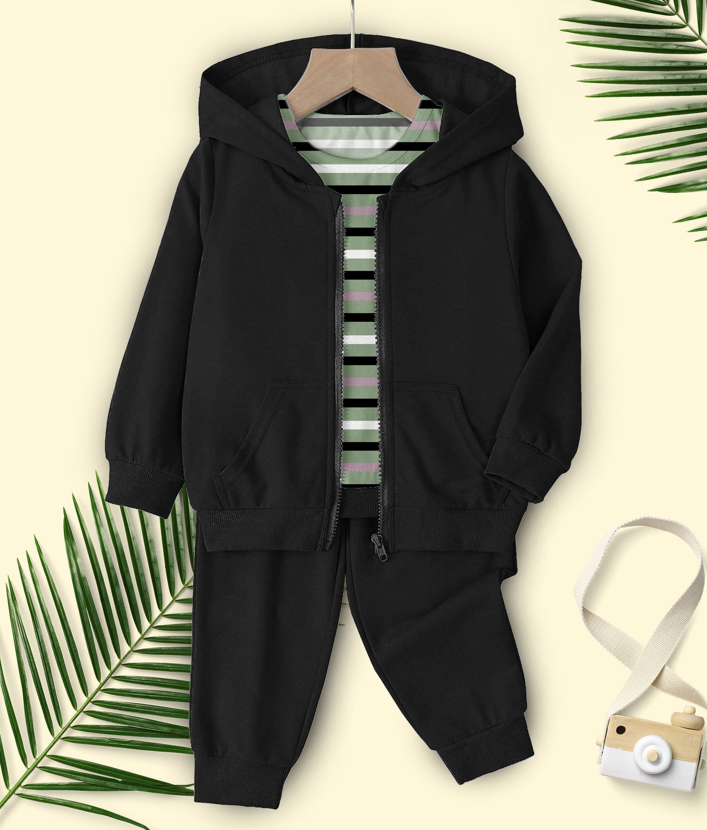 3-Piece Baby boy Toddlers Hooded Tracksuit Full T-shirt set